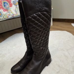 Elegant Black Quilted Knee-High Boots